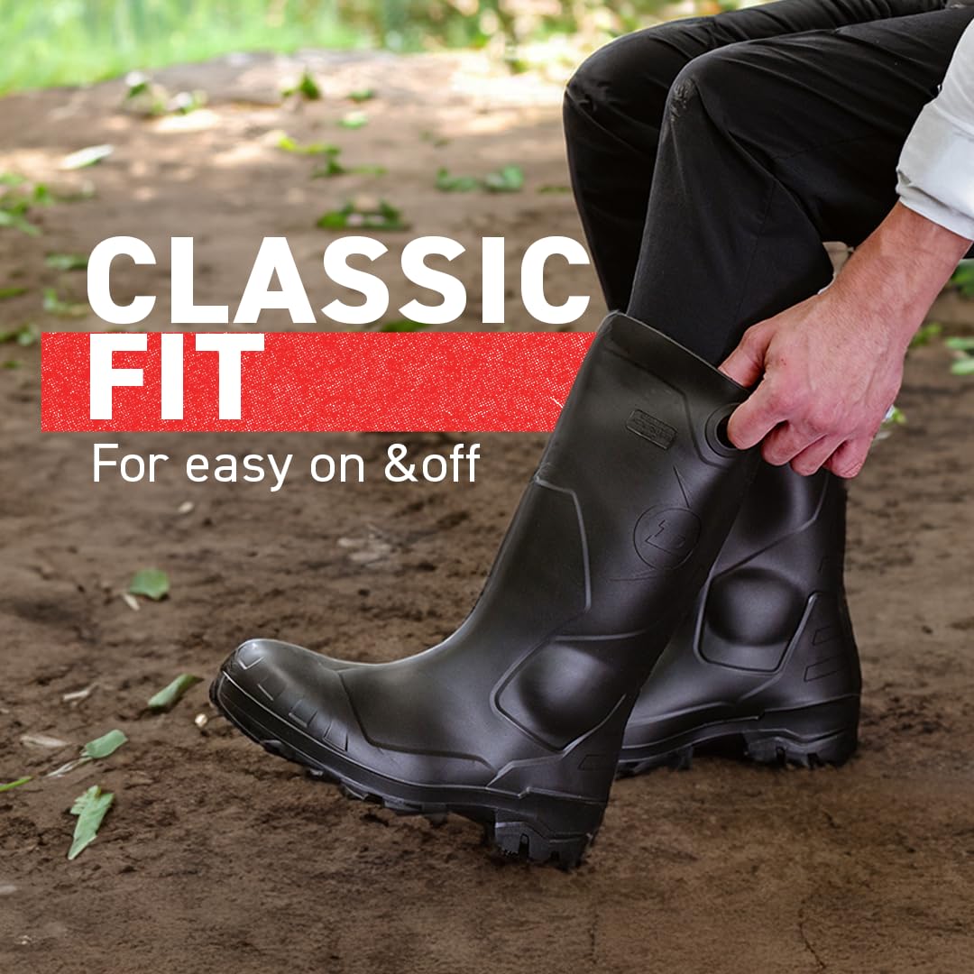 Black PVC Waterproof Steel Toe Rubber Boots Z857903