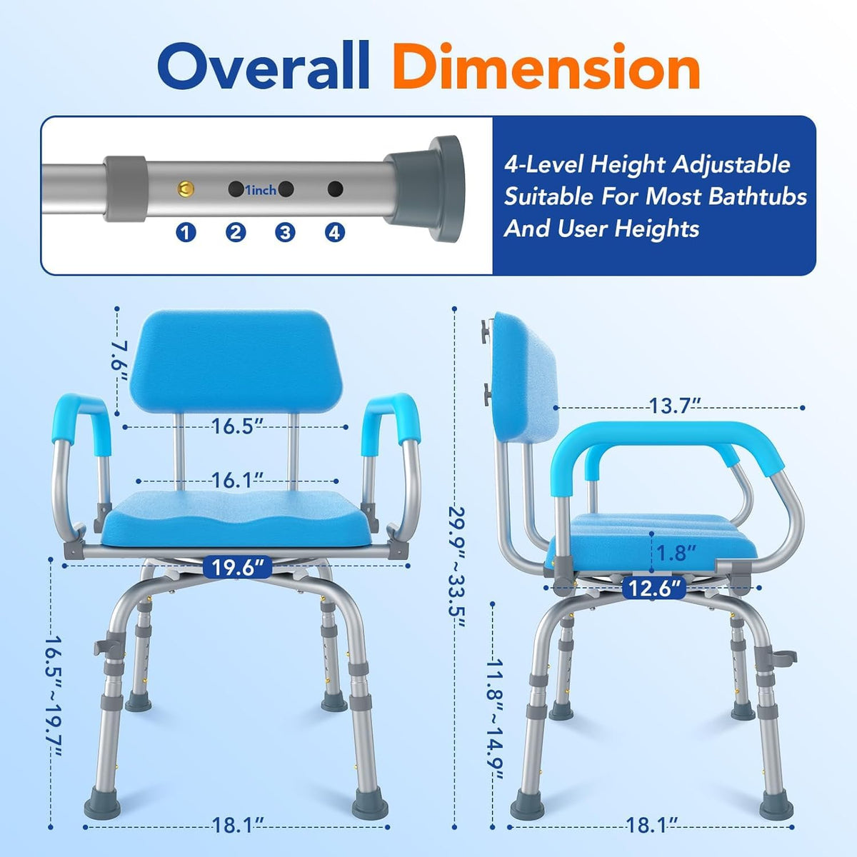 Swivel Shower Chair with Arms and Back J778939