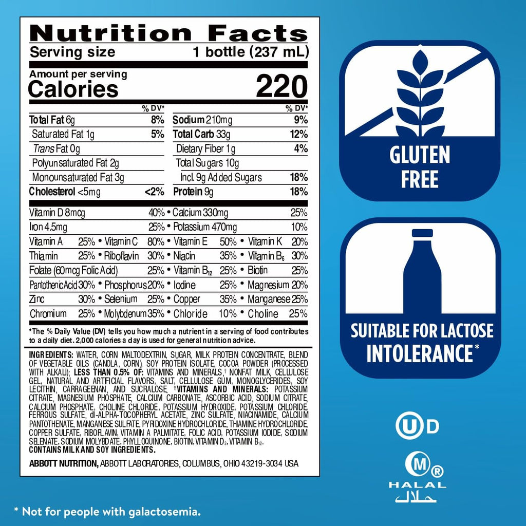 Original Nutrition Shake 9 grams Protein Milk Chocolate 8 fl oz 24 Count N6357