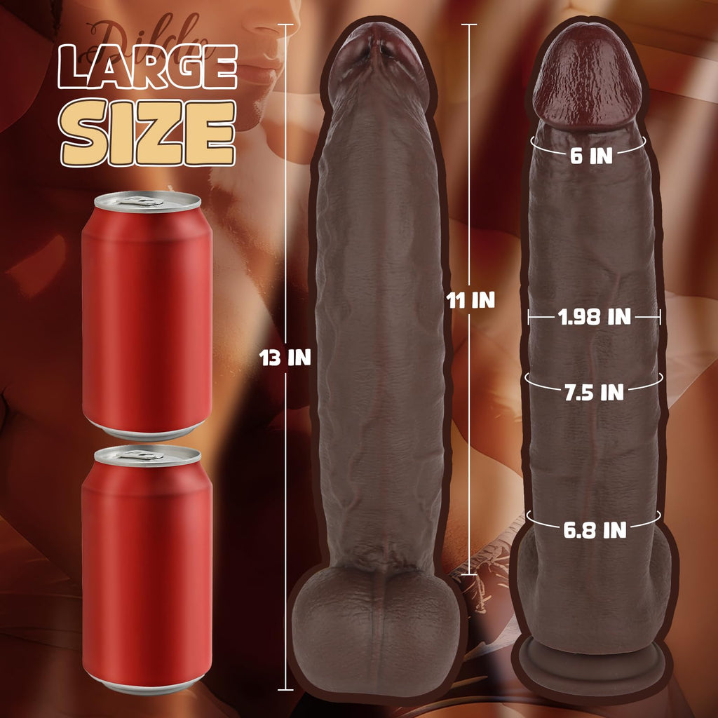 13 Inch Black Silicone Dildo with Suction Cup K547