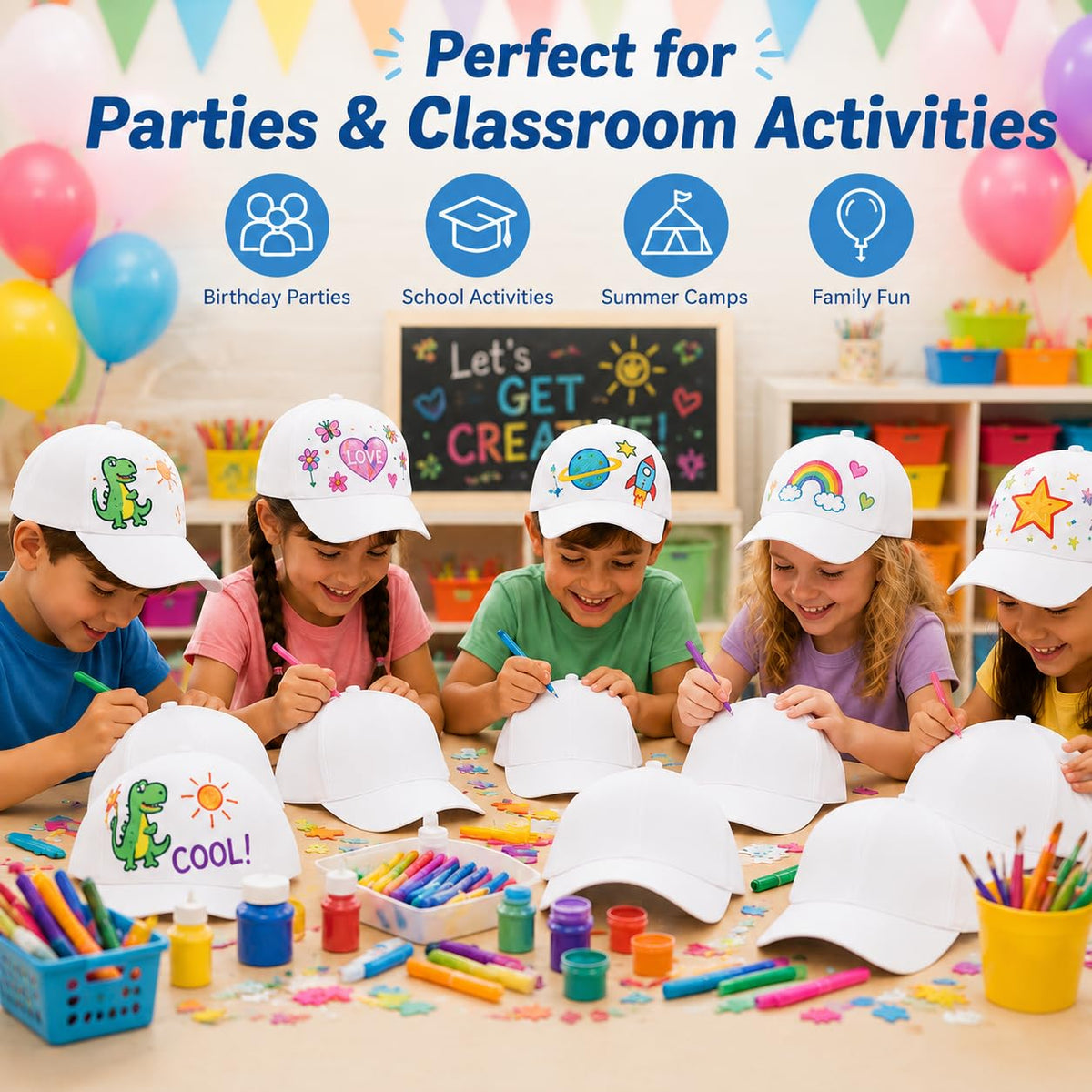 30 Pcs DIY Kids Baseball Caps Hats Z99084