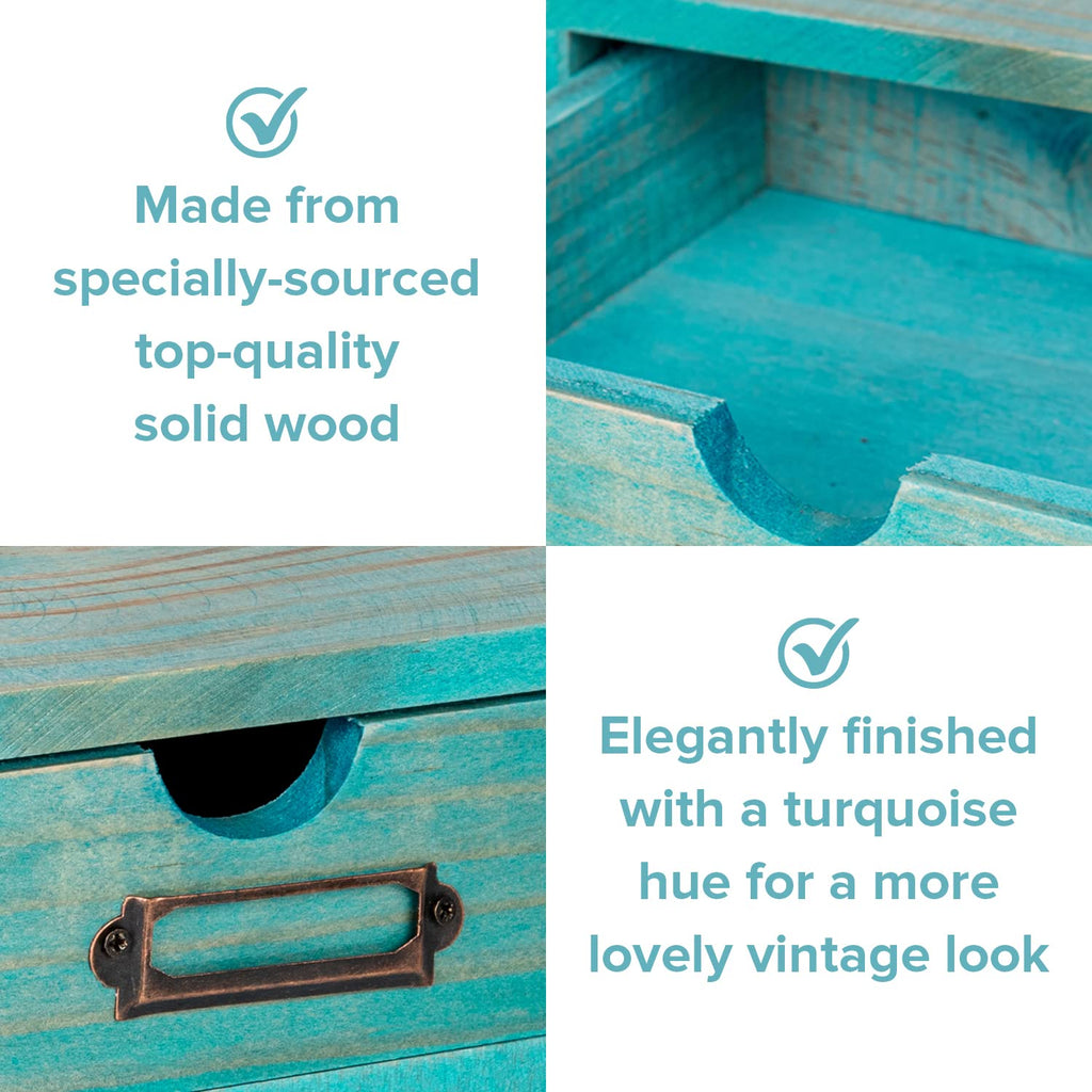 Turquoise Single Drawer Wooden Organizer B103243