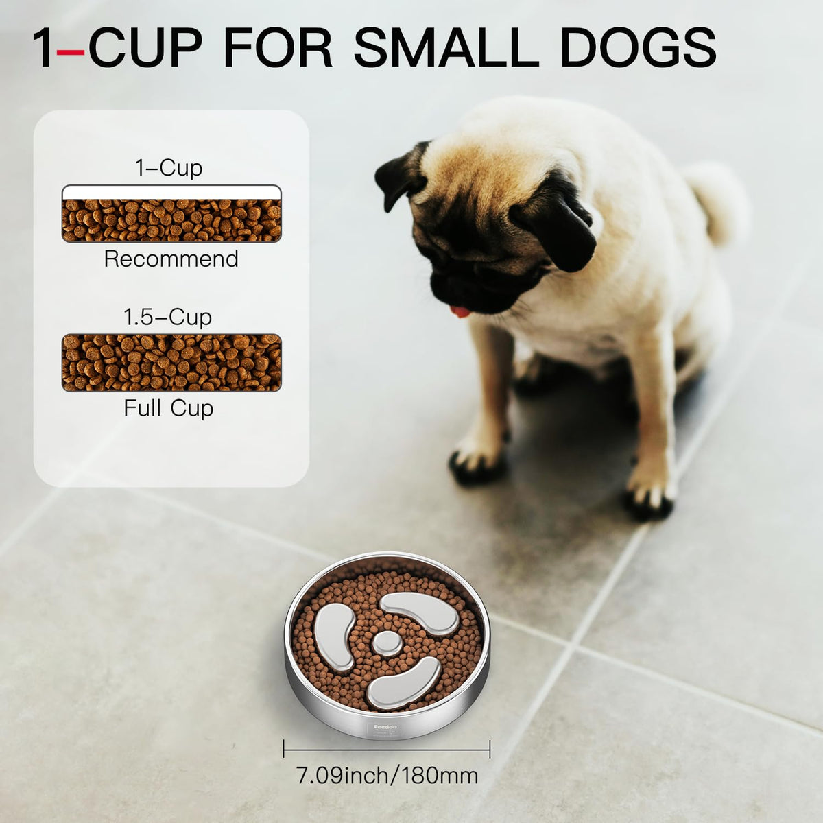 Slow Feeder Dog Bowl 304 Stainless Steel Non-Slip C27617