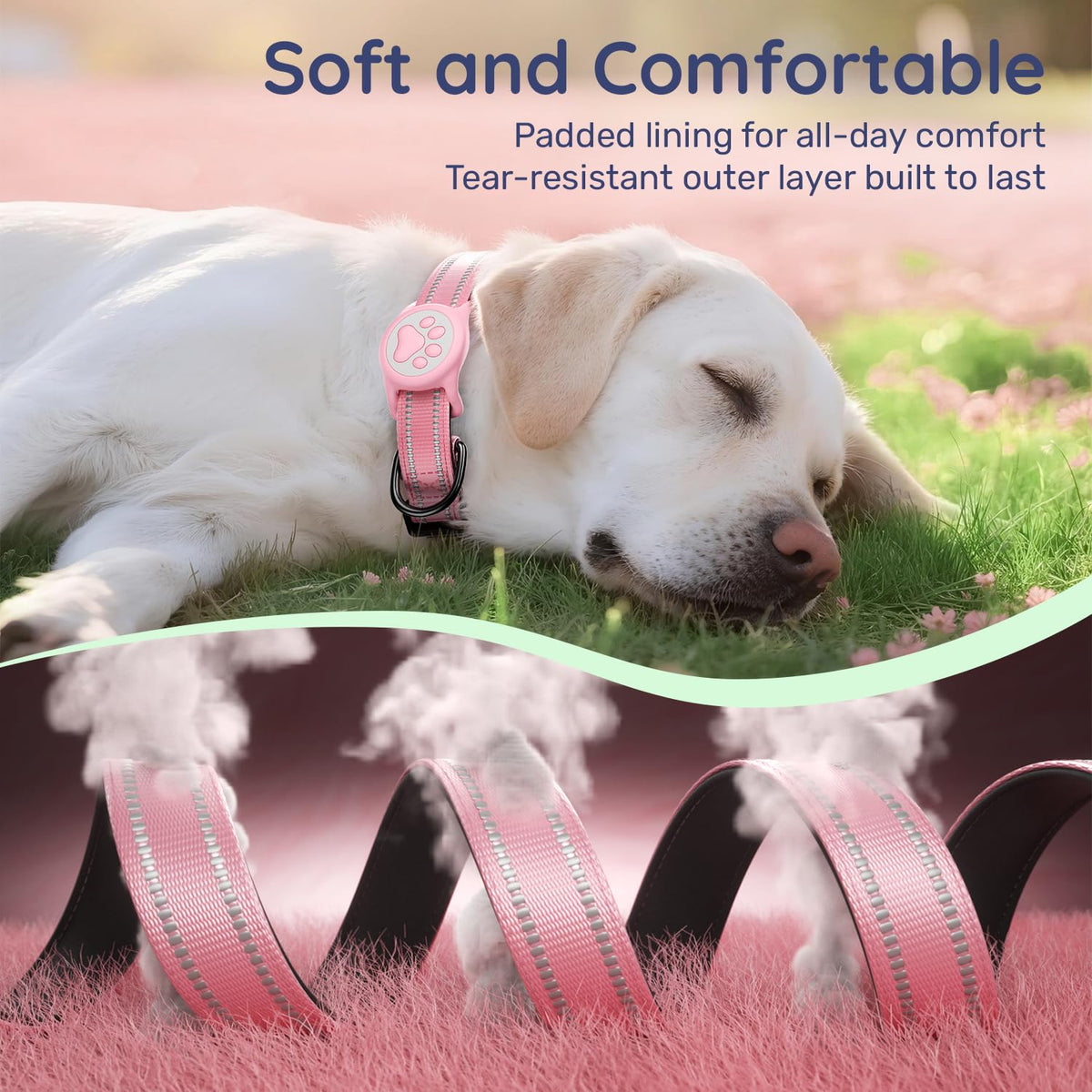 Pink IP68 Waterproof Dog Collar W513