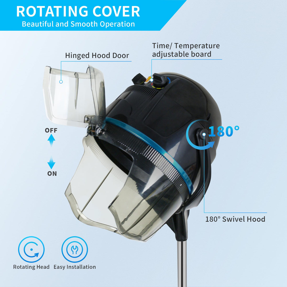 1300W Hooded Hair Dryer with Adjustable Timer Z22706
