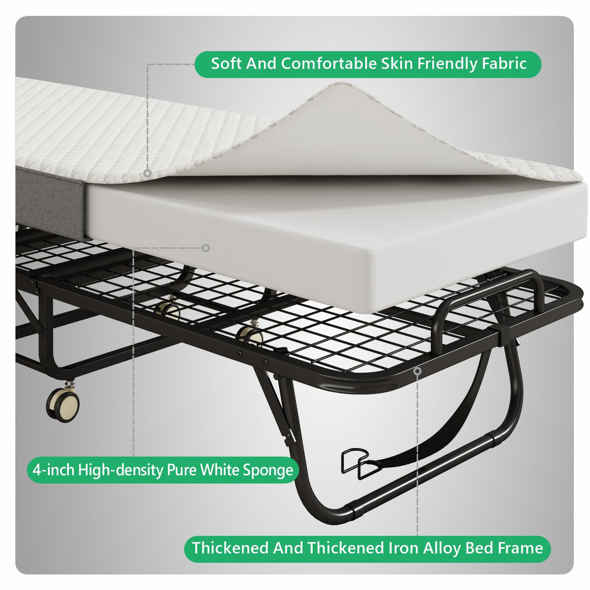 Folding Twin XL Size Bed with Memory Foam Mattress P59545