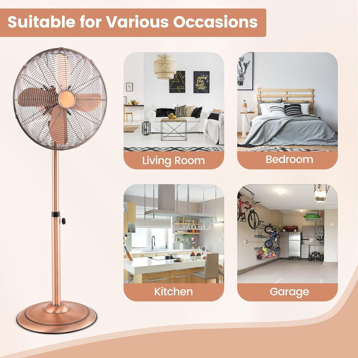 16'' Oscillating Pedestal Fan with 3 Speed Z600