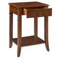Small Solid Wood Side End Table with Drawer and Storage Shelf K335267