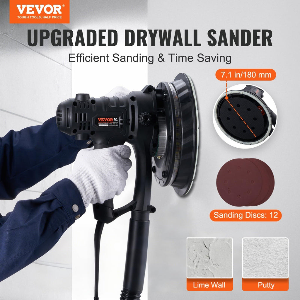 800W Electric Drywall Sander with 12 Sanding Discs I735568