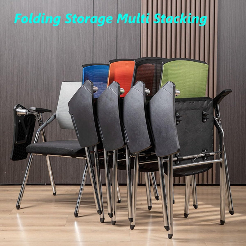 Orange Mesh Folding Stackable Chair with Writing Board T585616