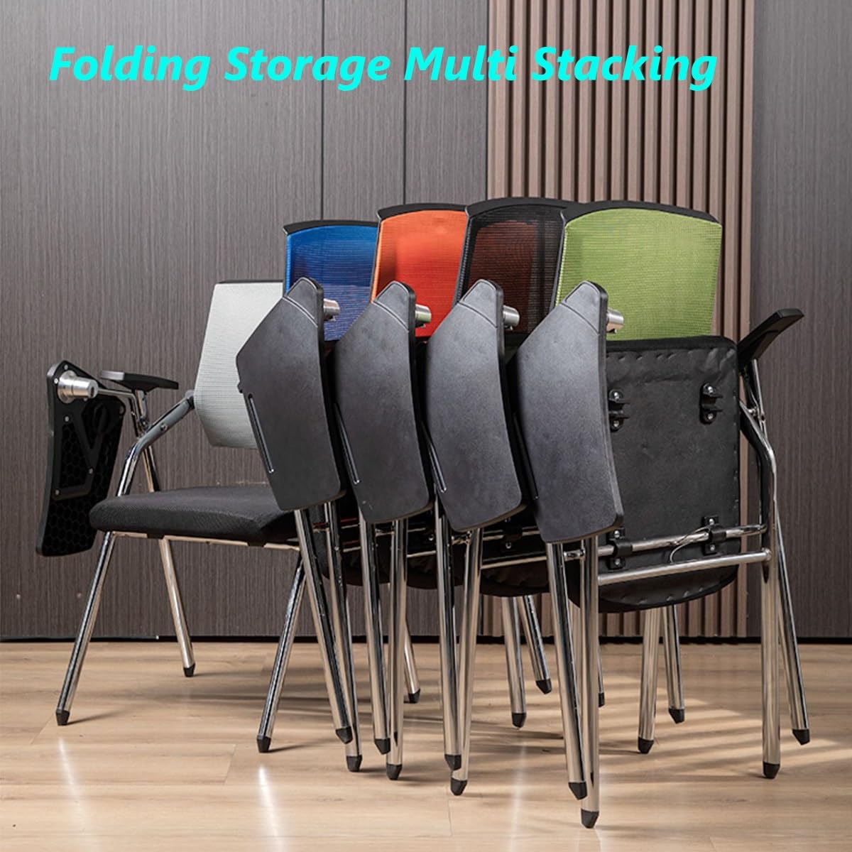 Orange Mesh Folding Stackable Chair with Writing Board T585616