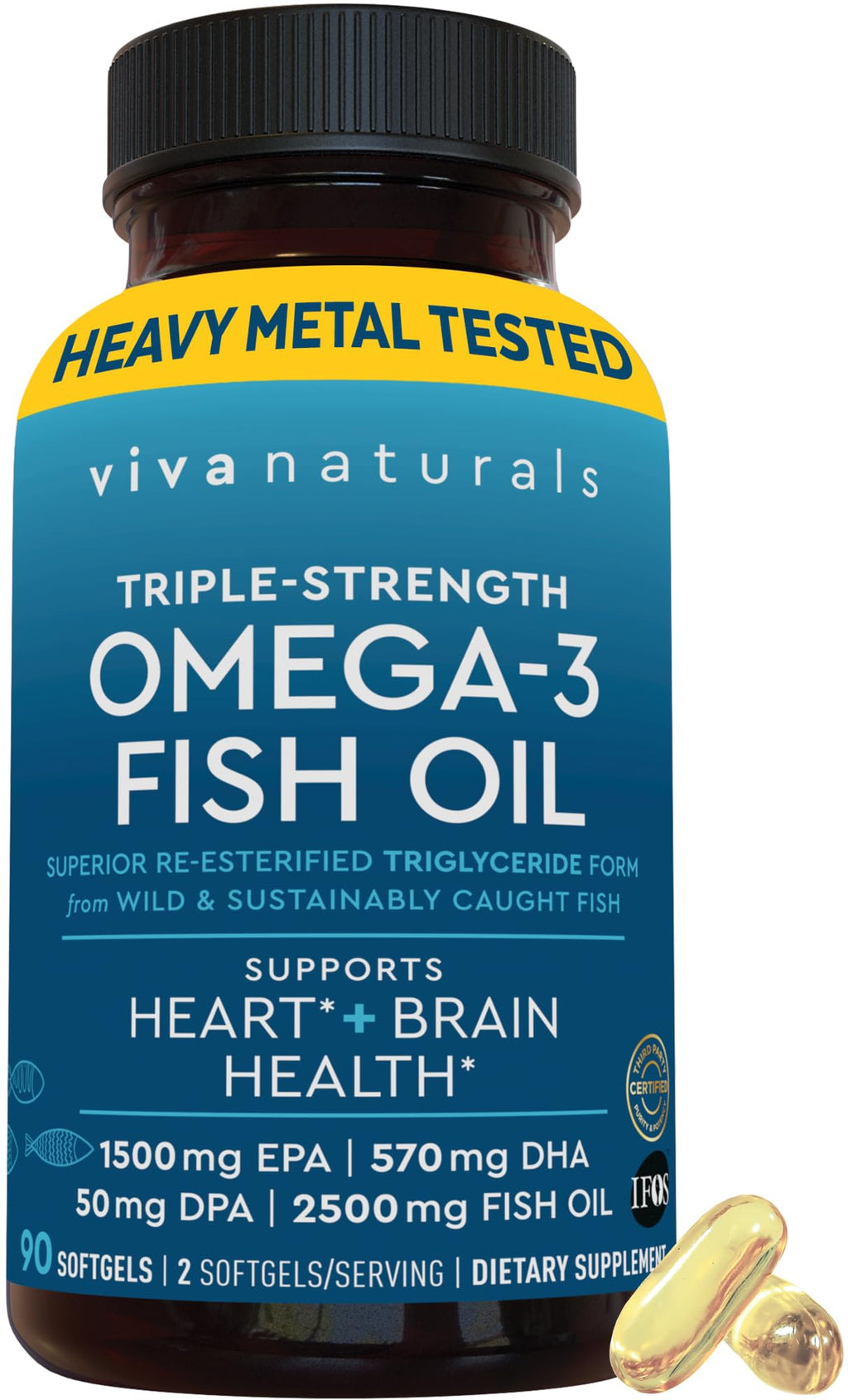 Omega 3 Fish Oil 2500 mg 90 Softgels U268476