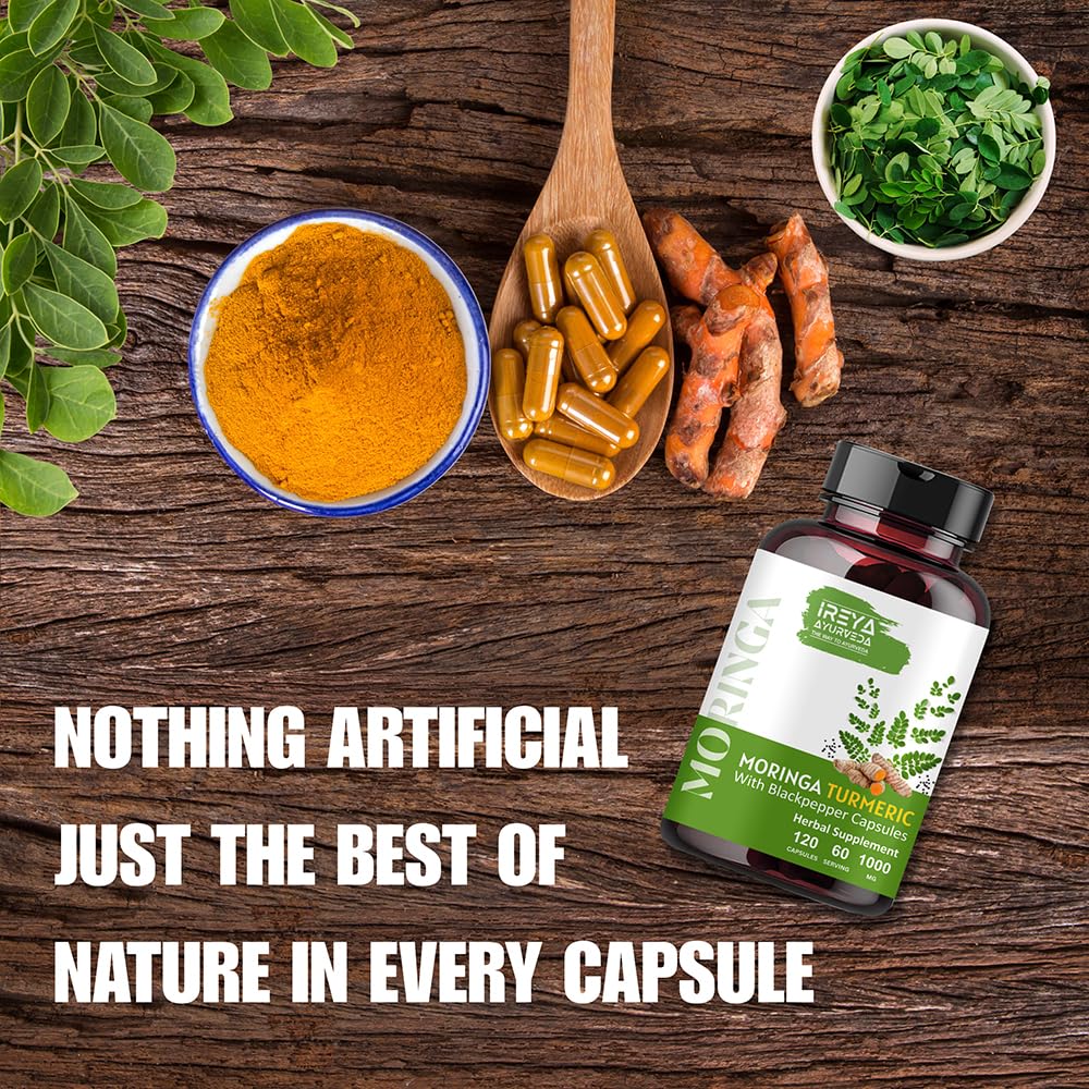 Organic Moringa Turmeric Black Pepper 120 Capsules V397