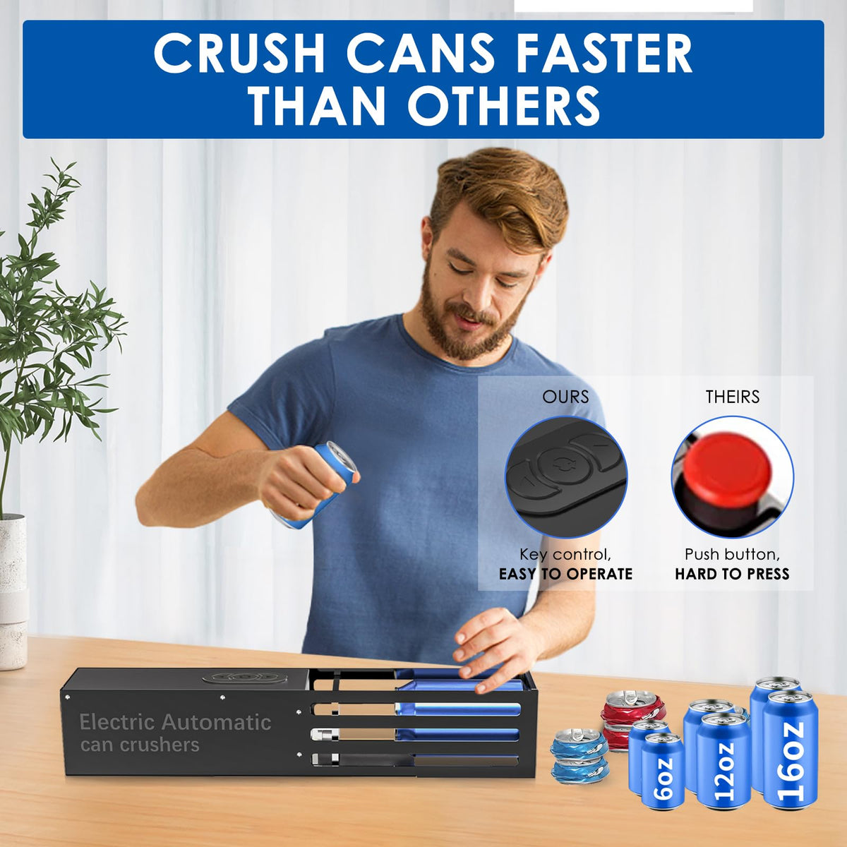 Automatic Electric Can Crusher for 8oz 12oz 16oz Cans P3143