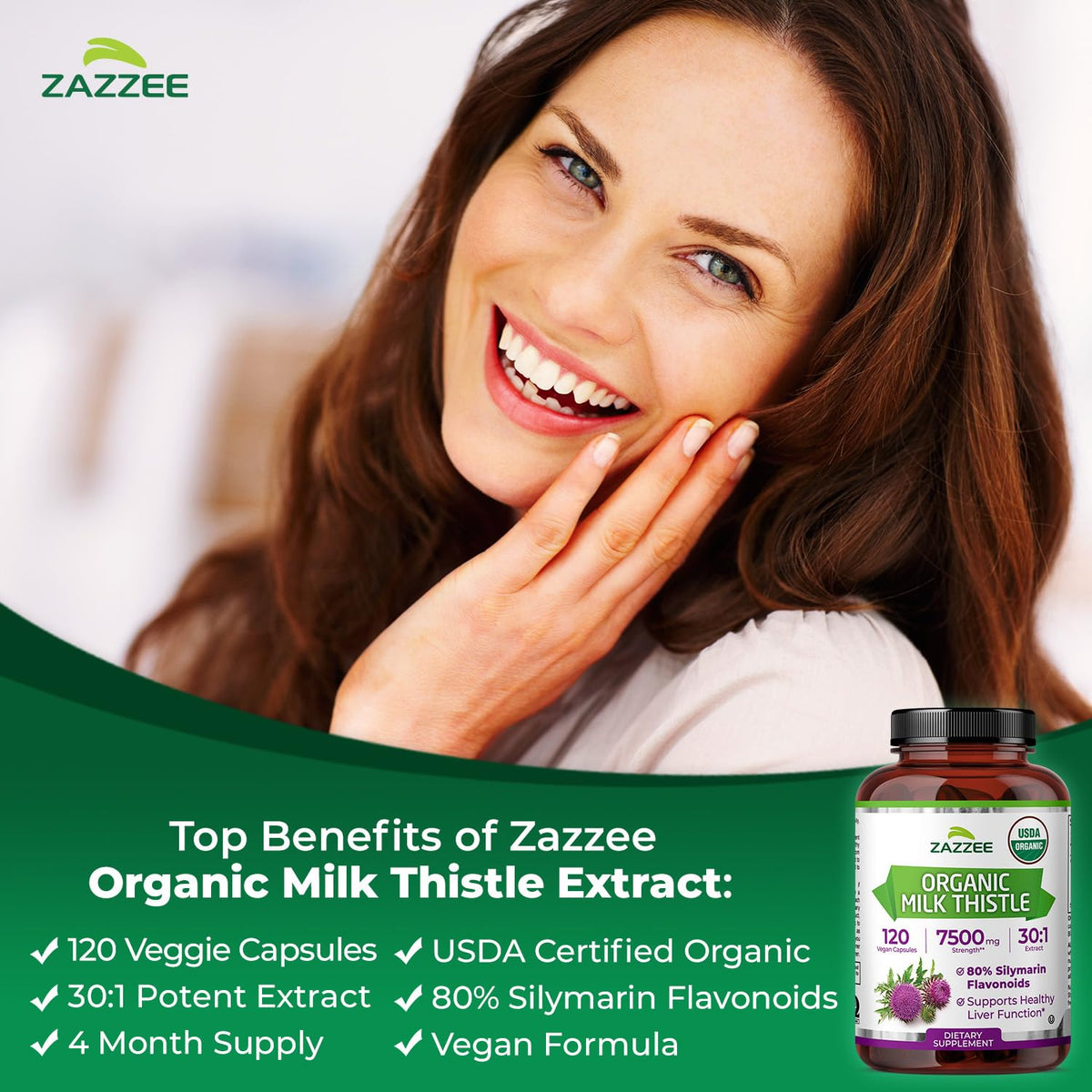 Organic Milk Thistle 30:1 Extract 120 Capsules U196
