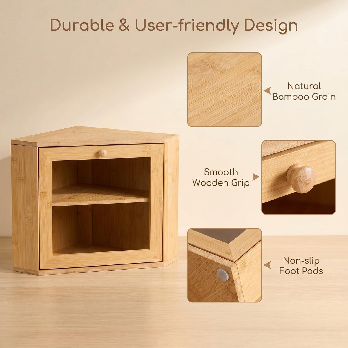 Bamboo 2 Tier Corner Bread Box Y292