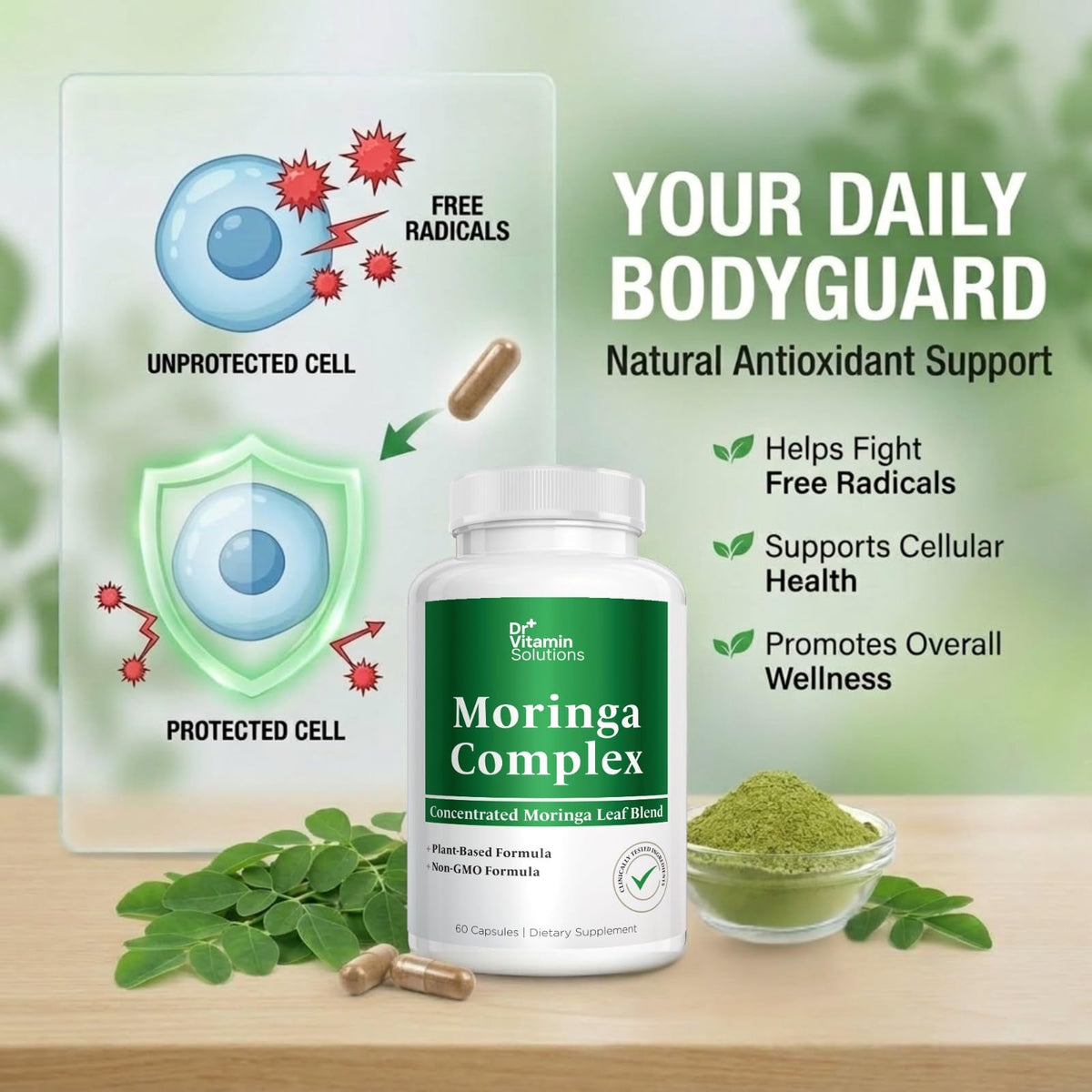 Moringa Oleifera Capsules with 20:1 Leaf Extract F43037