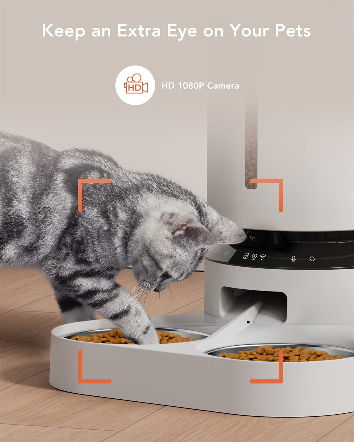 Automatic Cat Feeder with Camera 1080P HD Video 5G WiFi 2-Way Audio V85884