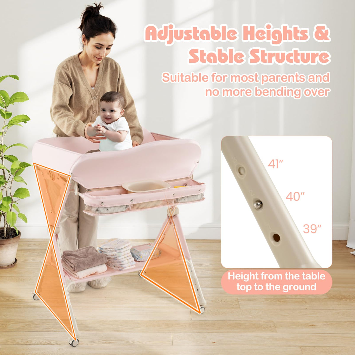 Portable Baby Changing Table with Wheels H64454