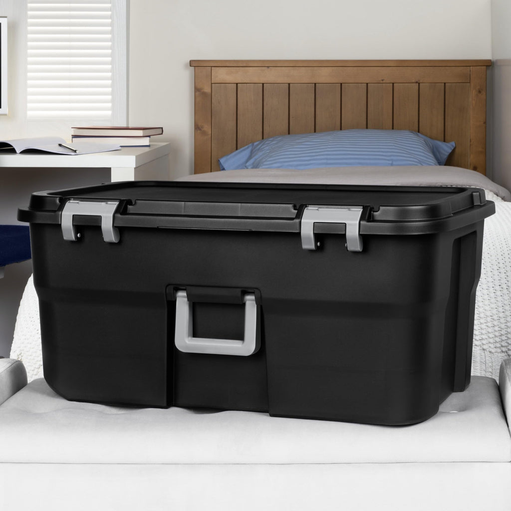 Black 22Gal Wheeled Lockable Storage Footlocker T664616
