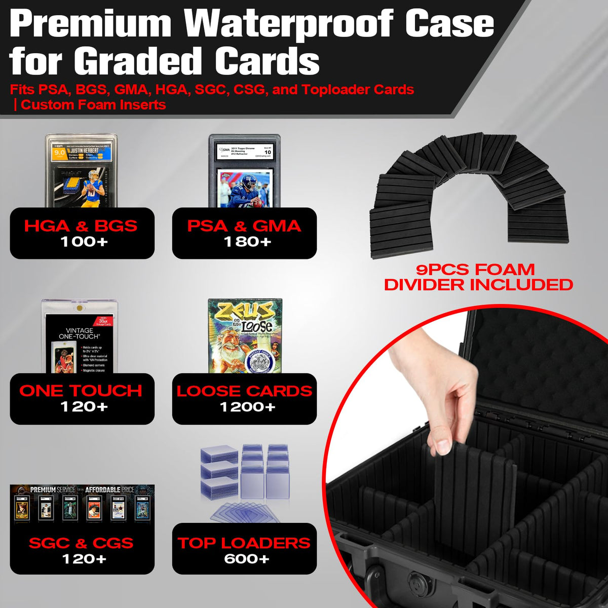 Graded Card Storage Box with 9 Dividers A7605