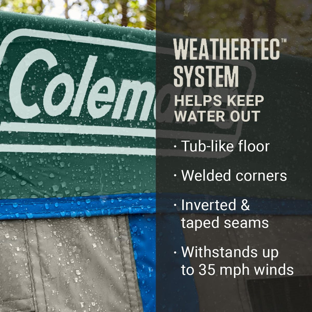 Camping Tent with Rainfly & Screened Porch, Weatherproof Family Tent Fits 4 Queen-Sized Airbeds P952