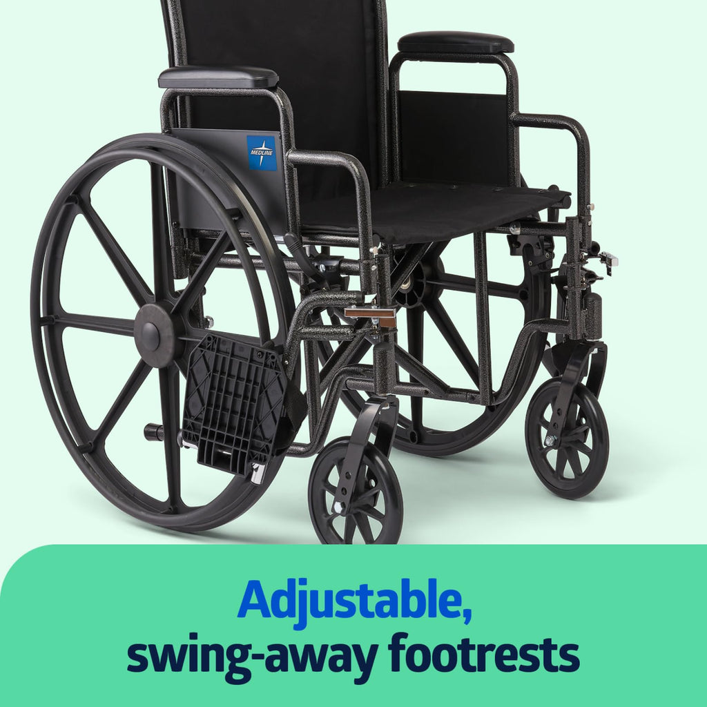 Folding Wheelchair with Swing-Back Desk-Length Arms and Swing-Away Footrests W255