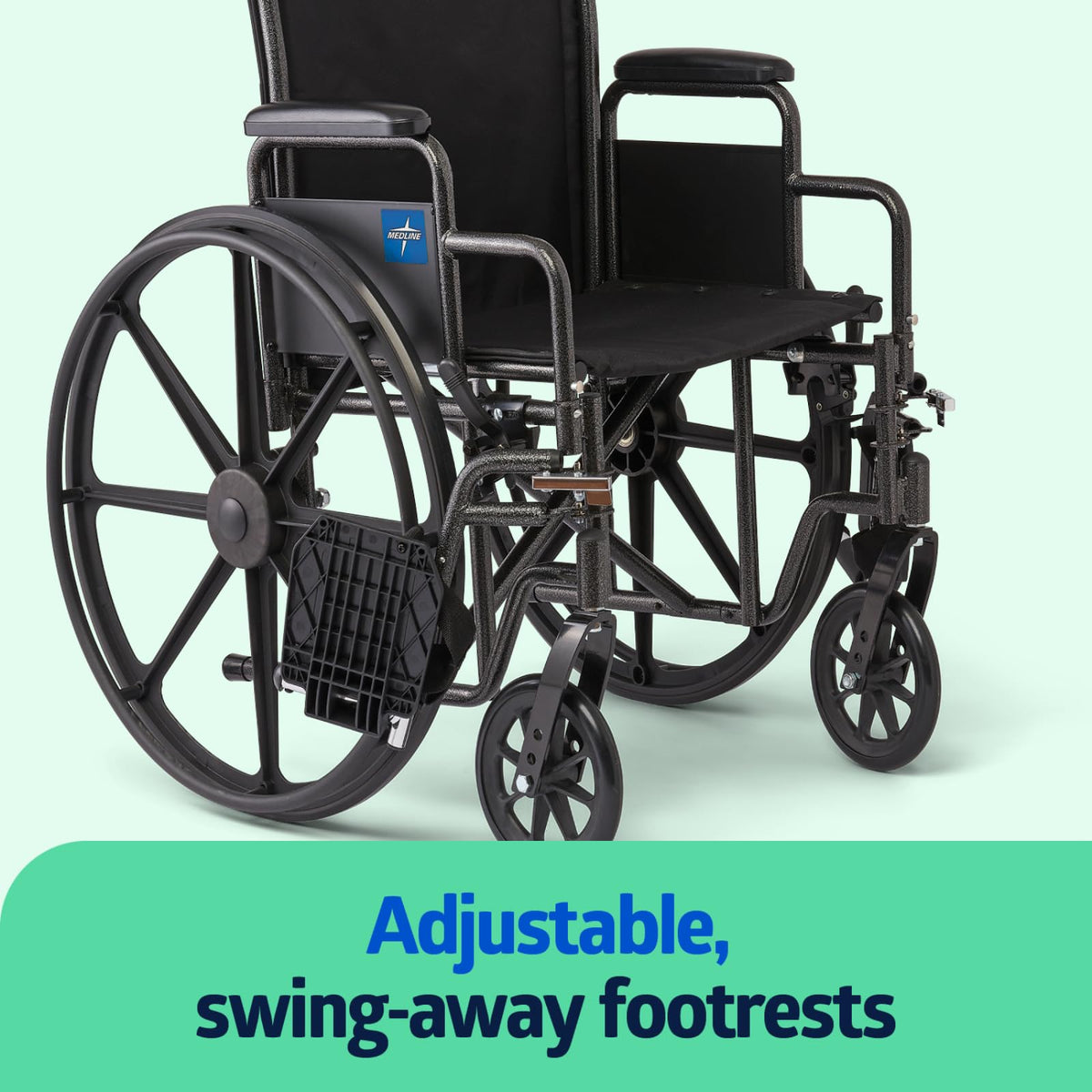 Folding Wheelchair with Swing-Back Desk-Length Arms and Swing-Away Footrests W255