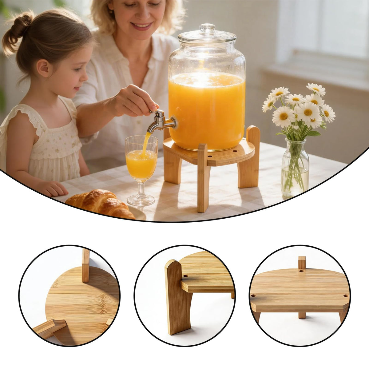 Beverage Dispenser with Bamboo Stand P24781
