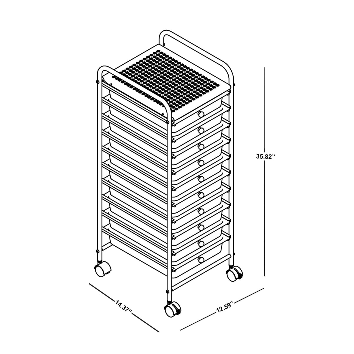 10 Drawer Mobile Cart White Chrome N7694