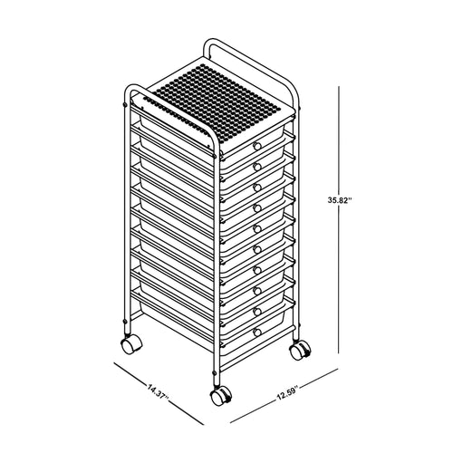 10 Drawer Mobile Cart White Chrome N7694
