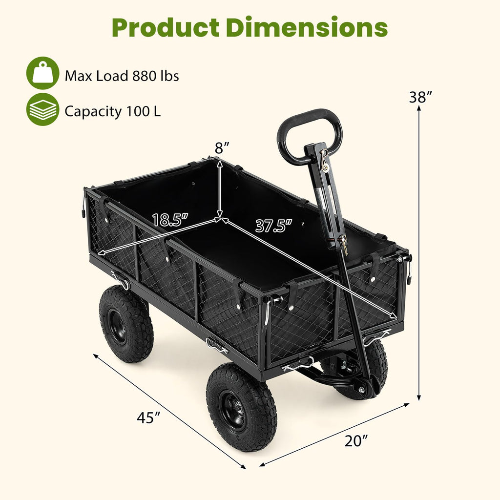 Heavy Duty Metal Garden Cart with Removable Liner V3007