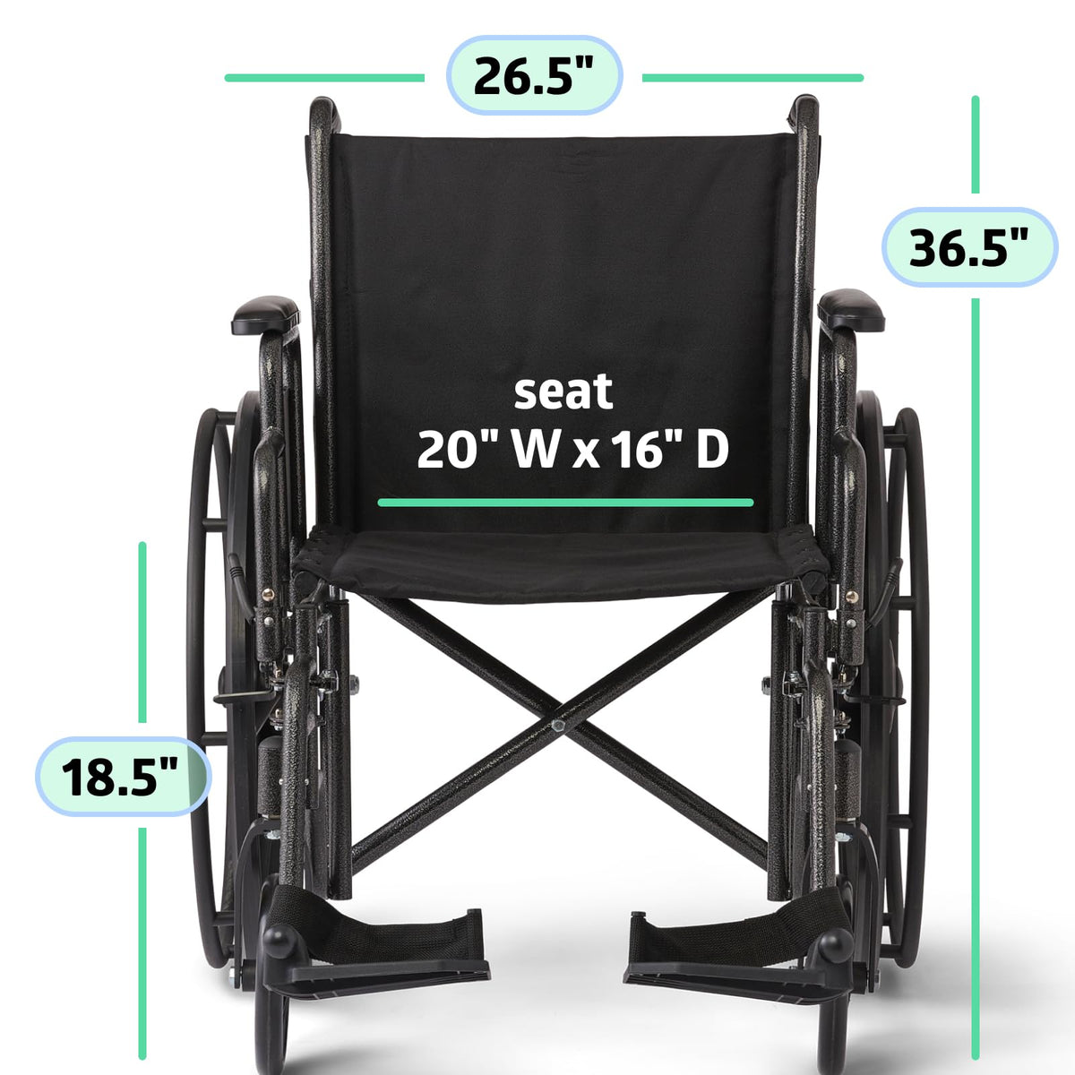 Folding Wheelchair with Swing-Back Desk-Length Arms and Swing-Away Footrests W255