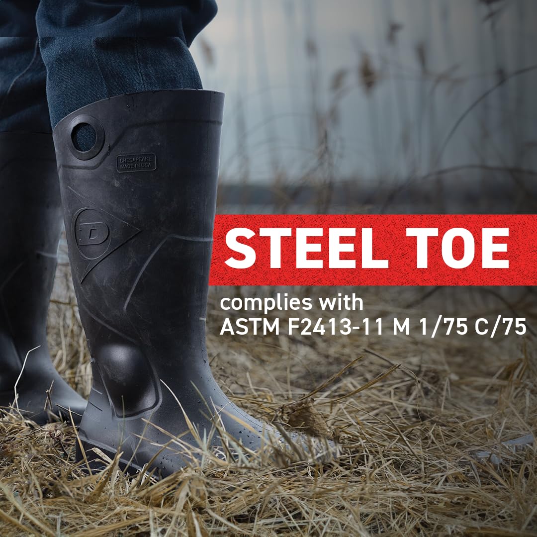Black PVC Waterproof Steel Toe Rubber Boots Z857903
