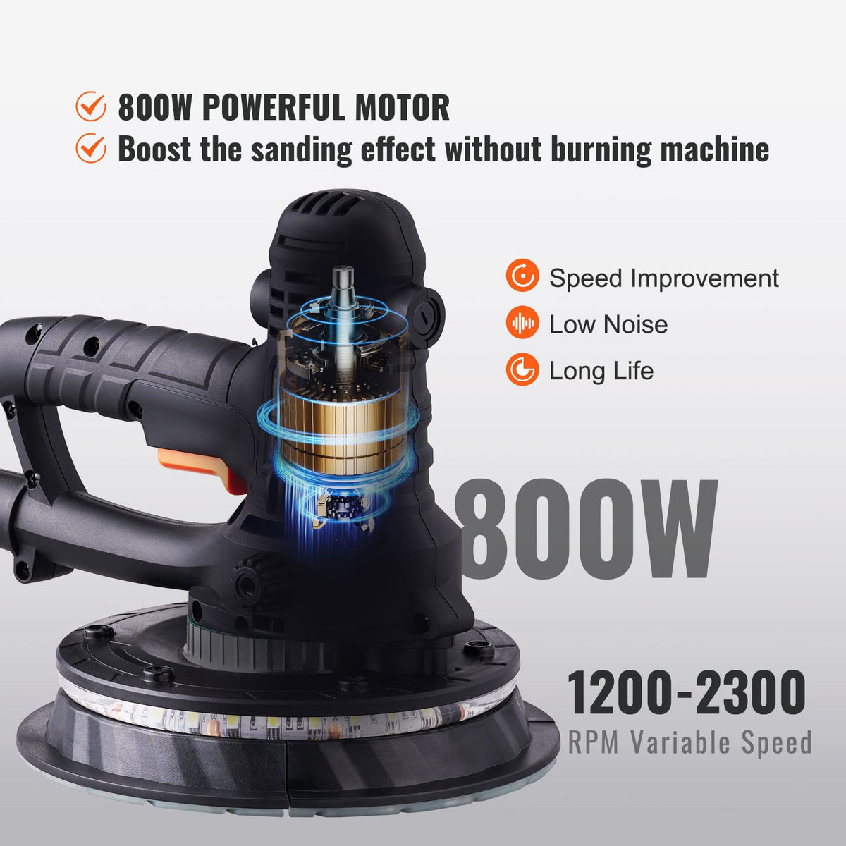 800W Electric Drywall Sander with 12 Sanding Discs I735568