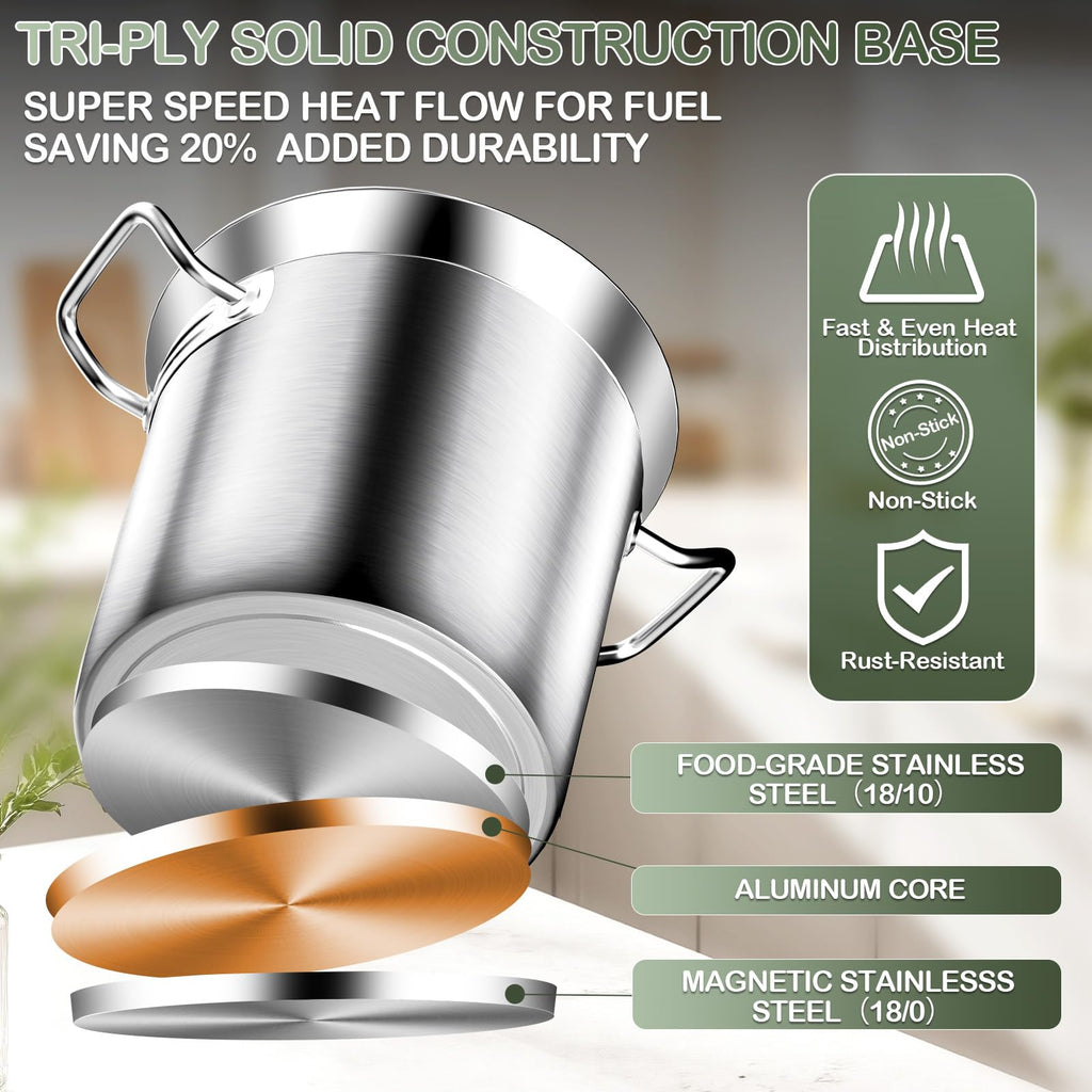40 QT Stainless Steel Soup Pot with Lid B24764