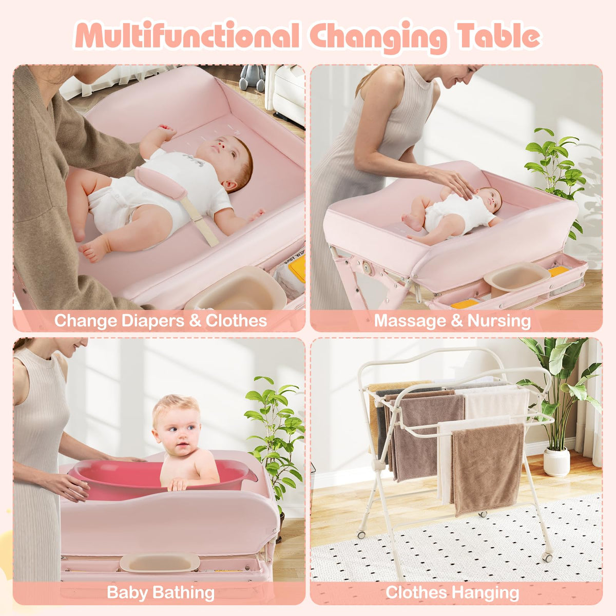 Portable Baby Changing Table with Wheels H64454