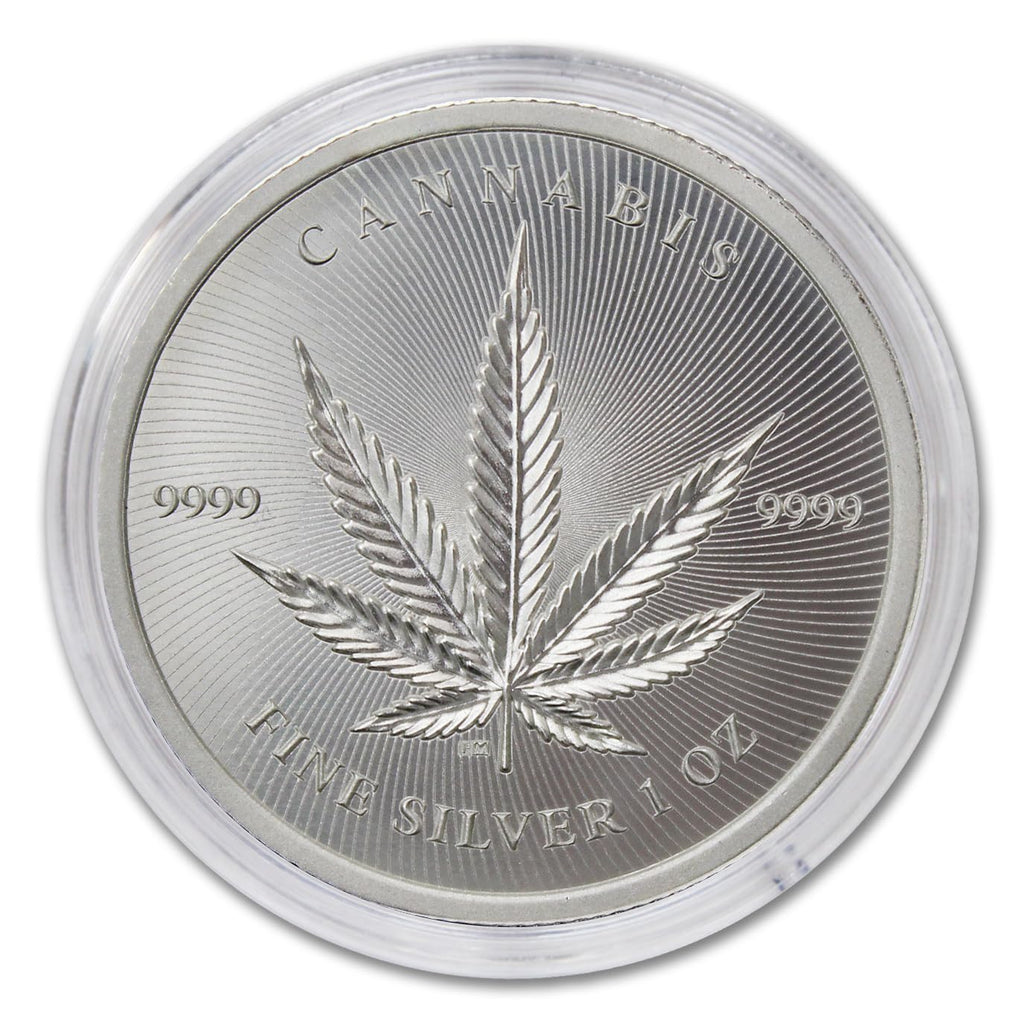 1 oz Silver Cannabis Coin Brilliant Uncirculated in Capsule D462