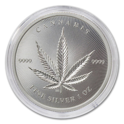 1 oz Silver Cannabis Coin Brilliant Uncirculated in Capsule D462