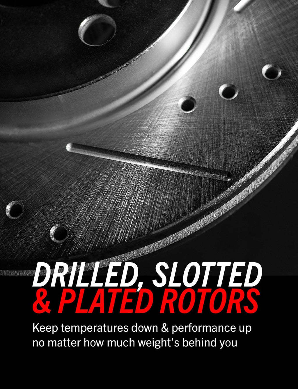 Front and Rear Drilled Slotted Brake Rotors and Carbon Fiber Ceramic Pads V869