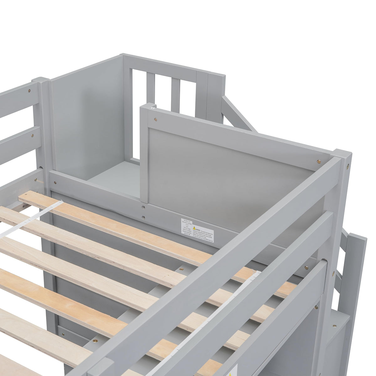 Twin Size Wood Loft Bed with Storage V886
