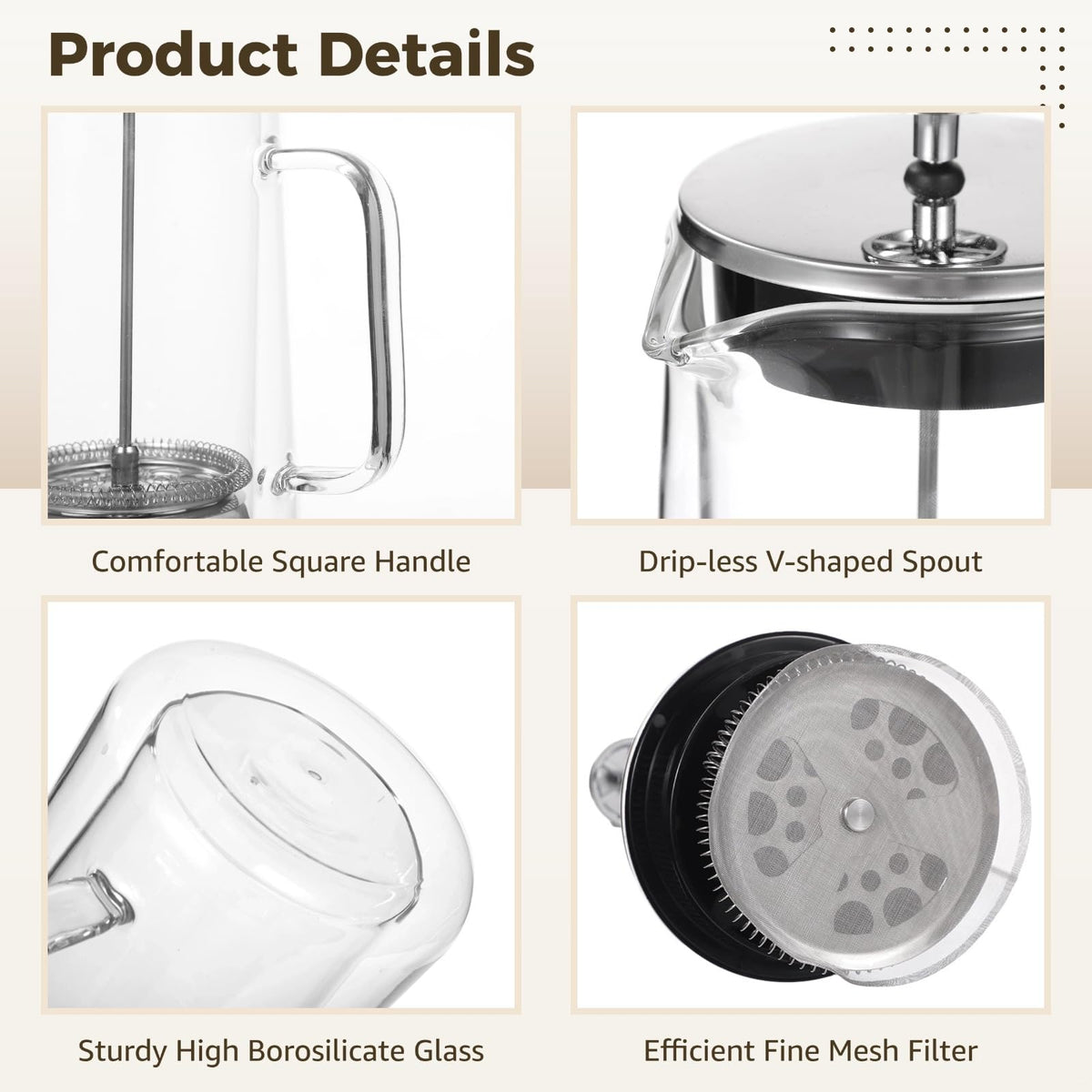 33.8 Oz Insulated Double Wall Tea Maker with Fine Mesh Filter F8519