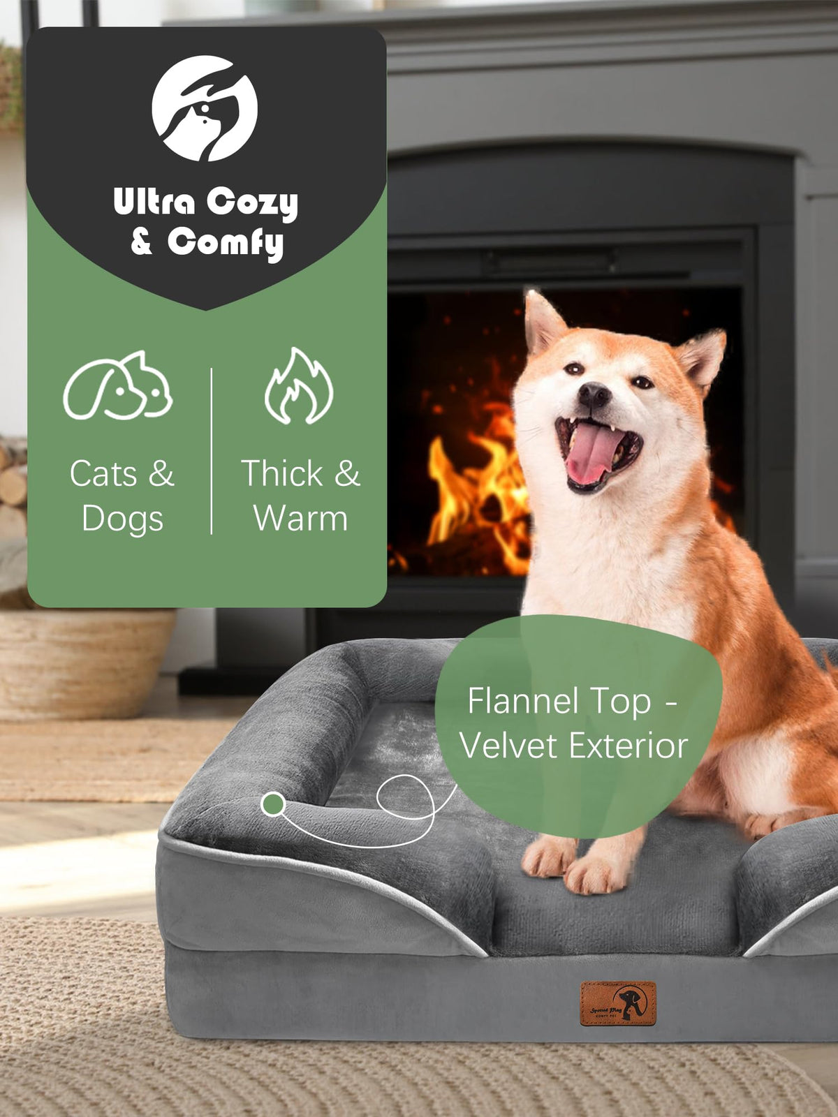 Orthopedic Dog Bed with Sides Grey M164614