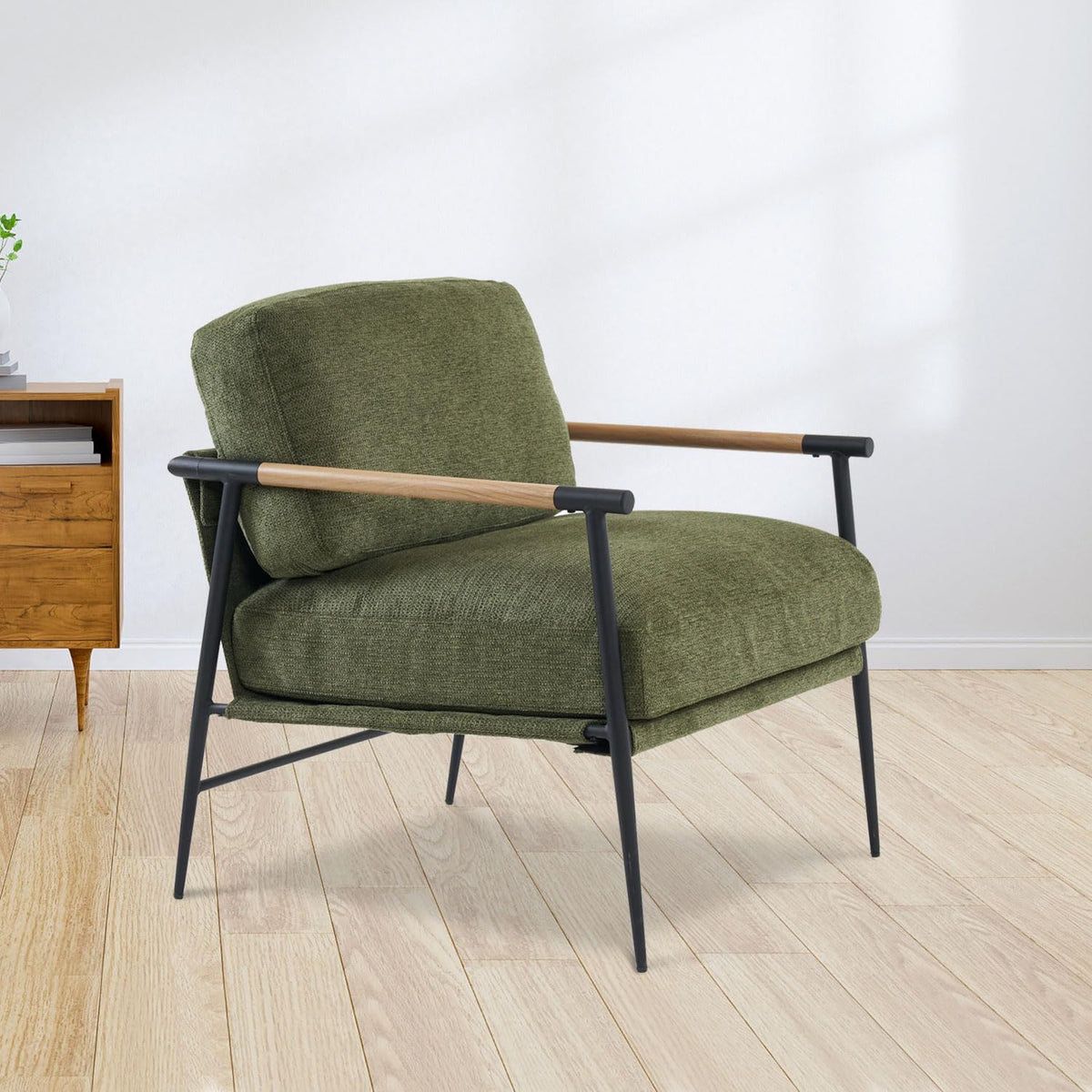 Green Chenille Accent Chair Set of 2 O609
