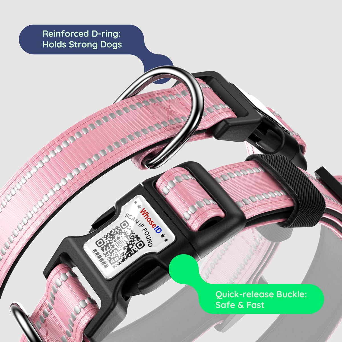 Pink IP68 Waterproof Dog Collar W513