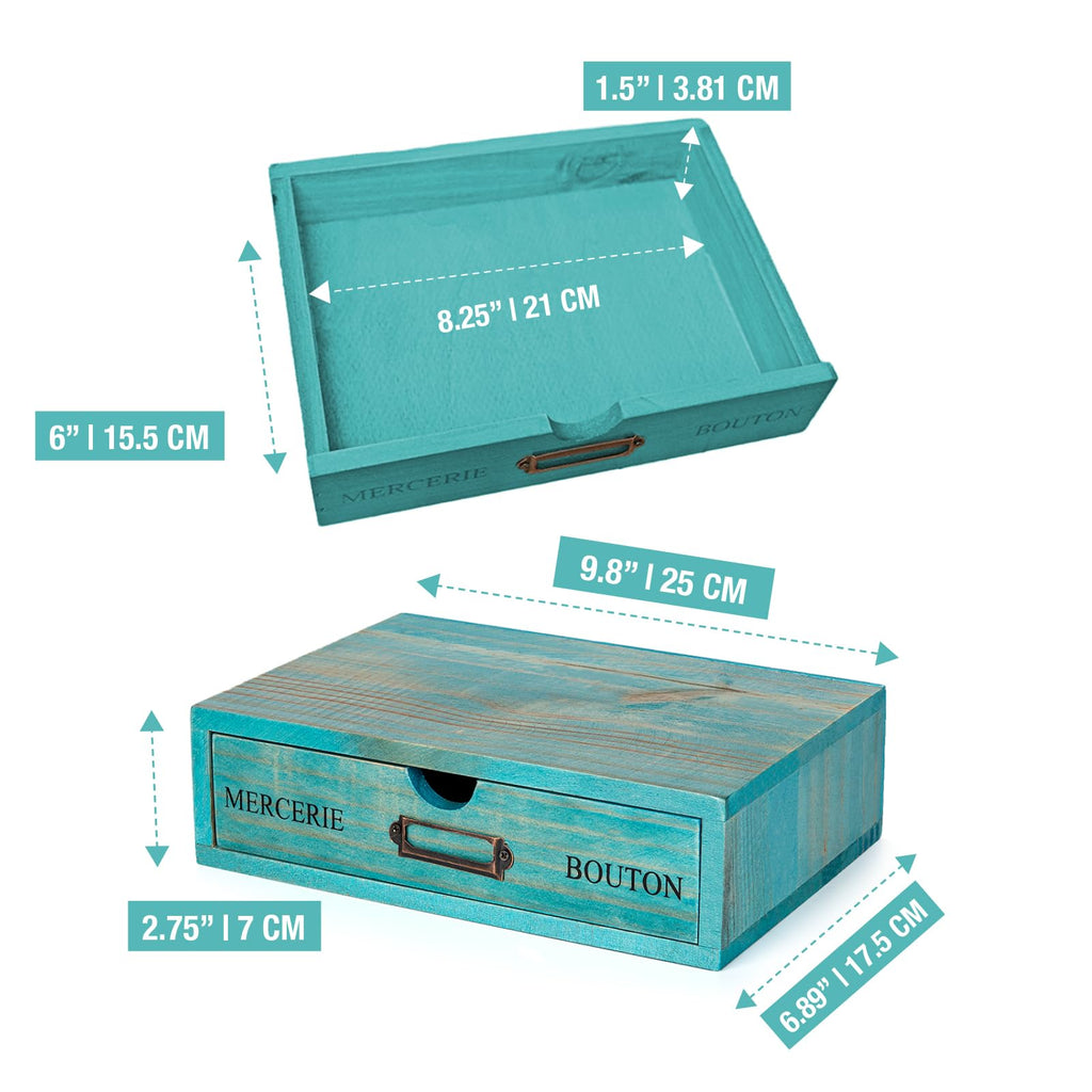 Turquoise Single Drawer Wooden Organizer B103243