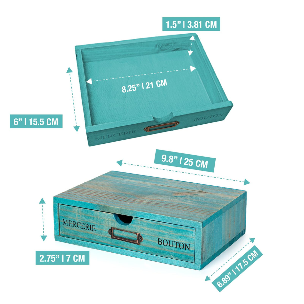 Turquoise Single Drawer Wooden Organizer B103243