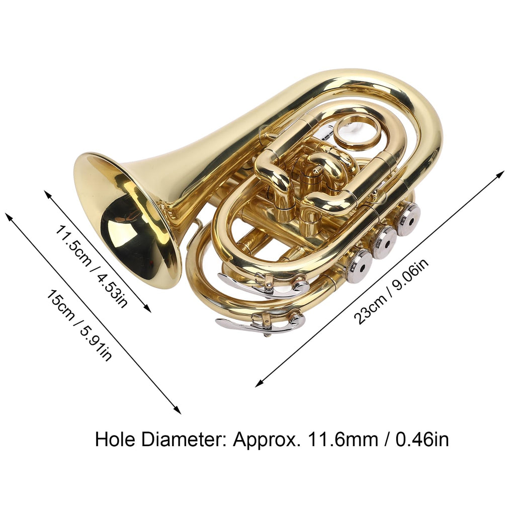 Bb Pocket Trumpet, Ni Plated Brass with 7C Mouthpiece H2046