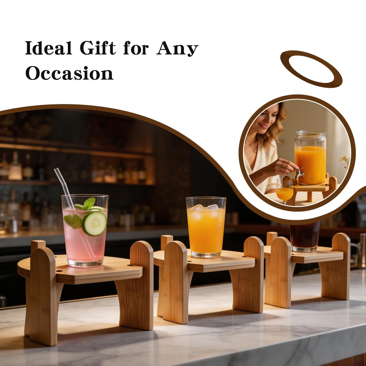 Beverage Dispenser with Bamboo Stand P24781