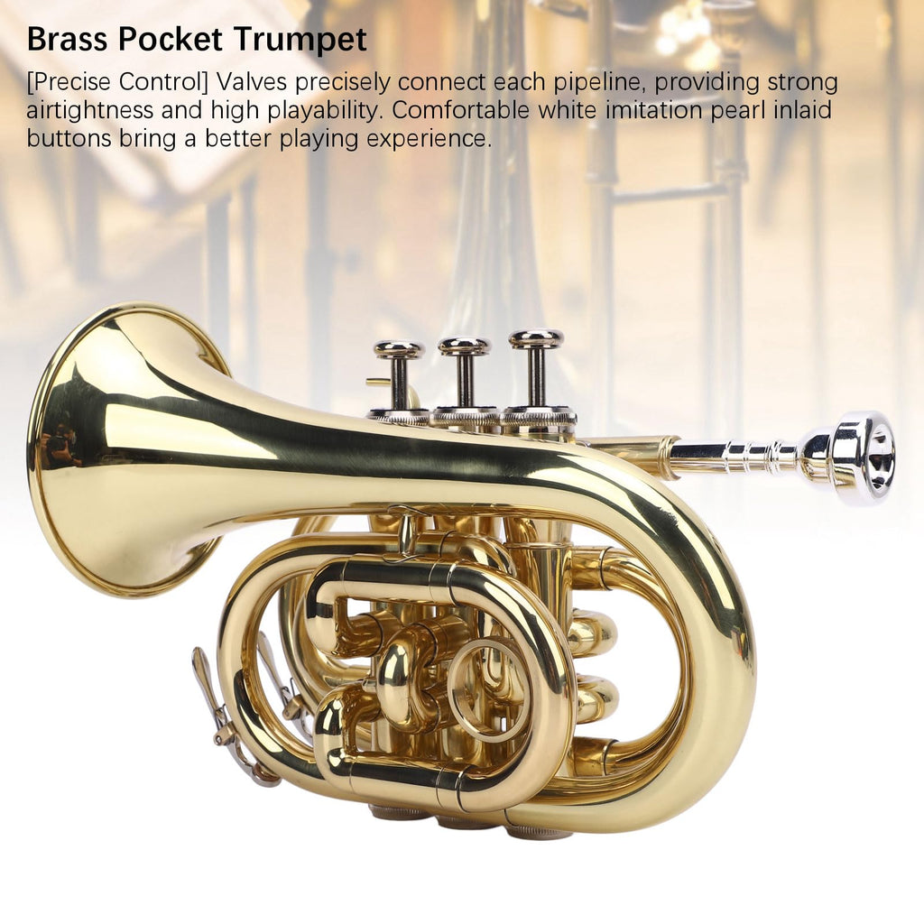 Bb Pocket Trumpet, Ni Plated Brass with 7C Mouthpiece H2046